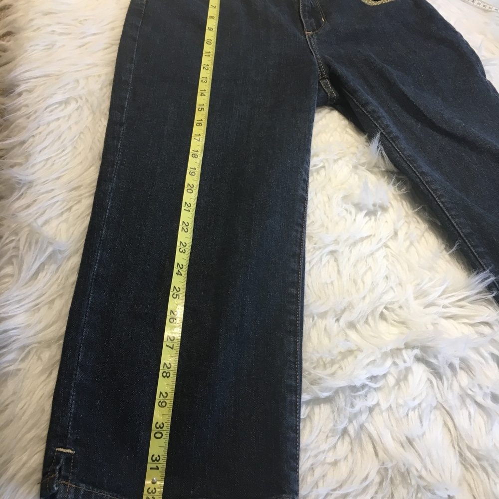 Chico Platinum SZ 1 cropped denim gold trim jeans - Picture 5 of 8
